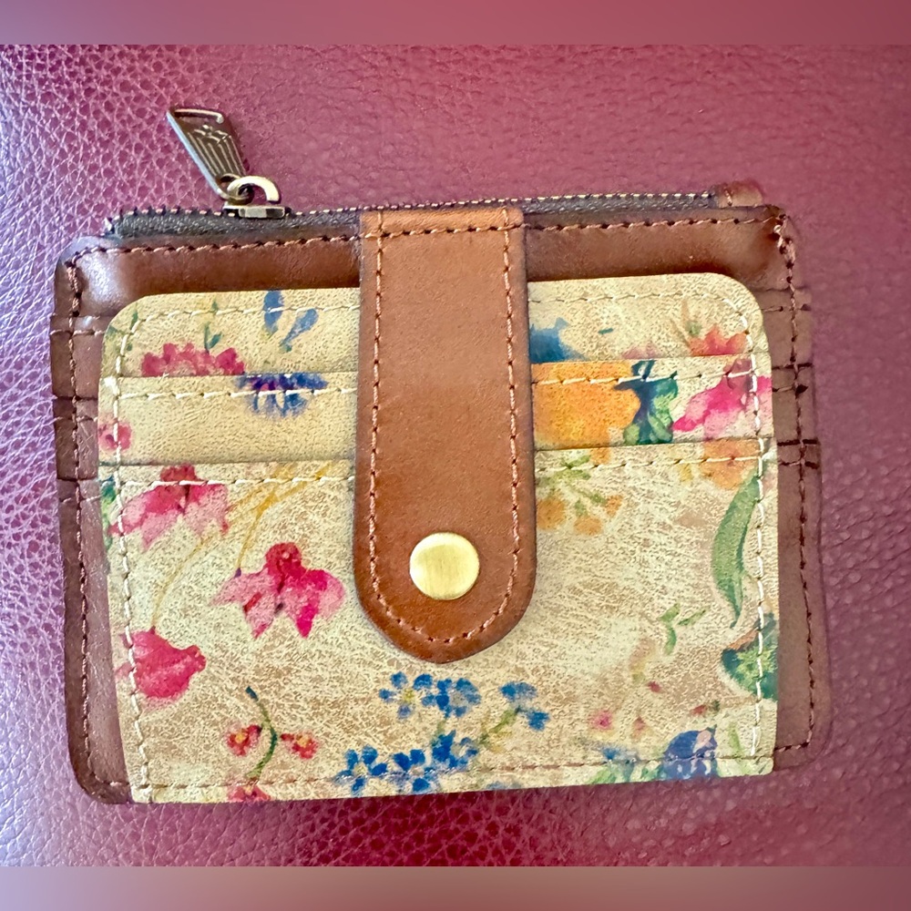 Leather Floral Card Holder Wallet Patricia Nash